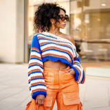 Stripe Color Block Patchwork Sweater GSLF-W25L79126