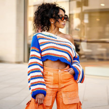 Stripe Color Block Patchwork Sweater GSLF-W25L79126