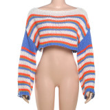 Stripe Color Block Patchwork Sweater GSLF-W25L79126