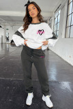 Color Block Long Sleeve Sweatshirts Two Piece Pants Set SSNF-211404