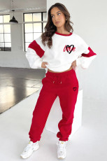Color Block Long Sleeve Sweatshirts Two Piece Pants Set SSNF-211404