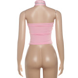 Bow Striped Strapless Vest With Bow Tie GYME-K25S78615