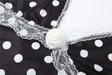 Polka Dot Print V-neck Backless Midi Dress GYME-K25D79208
