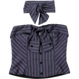 Bow Striped Strapless Vest With Bow Tie GYME-K25S78615