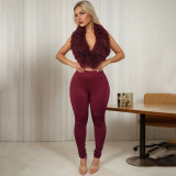 Sexy Backless Halterneck Two Piece Pants Set GSLF-K25S79575