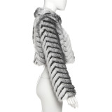 Striped Lapel Zipper Fur Jacket GYME-K25C79854