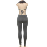 Sexy Backless Halterneck Two Piece Pants Set GSLF-K25S79575