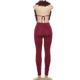 Sexy Backless Halterneck Two Piece Pants Set GSLF-K25S79575