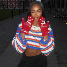 Stripe Color Block Patchwork Sweater GSLF-W25L79126