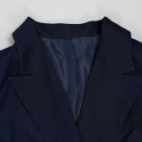 Plus Size Solid Color Blazer Two Piece Pants Set NY-3733