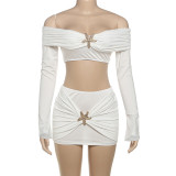 One Shoulder Long Sleeve T Shirts Skirt Suit GYME-K25S78493