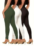 Solid Color Lace Patchwork Pants GDYF-3518