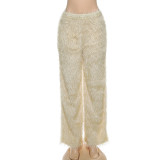 Color Plush High Waisted Straight Warm Pants GYME-K25P79675