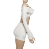 One Shoulder Long Sleeve T Shirts Skirt Suit GYME-K25S78493