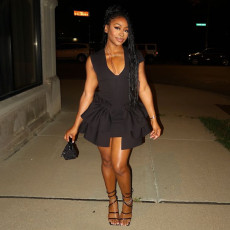 Solid Color Sleeveless Ruffles Mini Dress YF-20124
