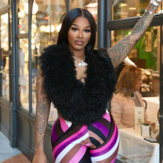 Fuzzy Halterneck Sleeveless Backless Top MXBF-J25TP283