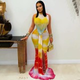 Sleeveless Gradient Print Maxi Dress YWXS-K25L1175