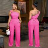 Single Shoulder Sleeveless Two Piece Pants Set BY-7508