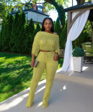 Irregular Pleated Long Sleeve Pants Suit CM-9532