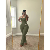 Sleeveless Soiid Color Yoga Sport Pants Suit ASL-6789