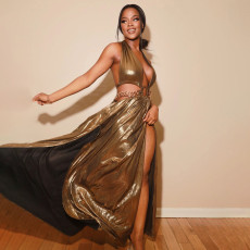 Sexy Deep V Neck Backless Maxi Dress YF-20023