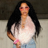 Fuzzy Halterneck Sleeveless Backless Top MXBF-J25TP283