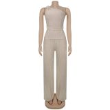 Single Shoulder Sleeveless Two Piece Pants Set BY-7508