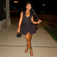 Solid Color Sleeveless Ruffles Mini Dress YF-20124