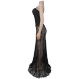 Sexy Lace See Through Sling Maxi Dress BY-7520