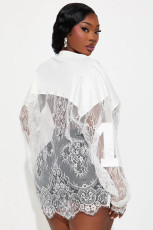 Lace Embroidered Patchwork Long Sleeve Tops YWXS-K25L1153