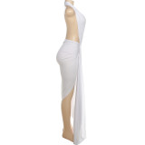 Sleeveless Halterneck Backless Split Long Dress GZJQ-K25D80072