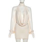 Solid Color Sleeveless Halterneck Bodycon Dress GZJQ-K25D80547