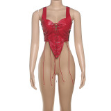 Sleeveless Tie Up Irregular Color Block Tank Tops GZJQ-K25B79694