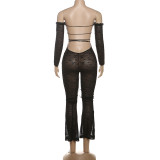 Off Shoulder Long Sleeve Lace Jumpsuit GZJQ-K25Q78087