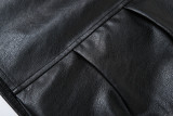 Solid Color Leather Patchwork Skirt GZJQ-K25J78014