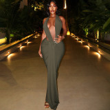 Sleeveless Halterneck Backless Split Long Dress GZJQ-K25D80072