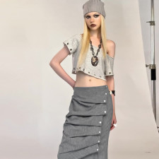 Irregular Pleated Tight Half Body Skirt GZJQ-K25J79094