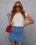 Casual Washed Denim Skirt GSMF-9116#