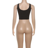 Sleeveless Tie Up Irregular Color Block Tank Tops GZJQ-K25B79694