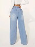 Drawstring Loose Wide Leg Jeans GSMF-JQ2402