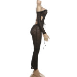 Off Shoulder Long Sleeve Lace Jumpsuit GZJQ-K25Q78087