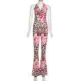 Sleeveless Print Halterneck Backless Jumpsuit GZJQ-K25Q79408