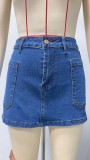 Casual Washed Denim Skirt GSMF-9116#