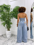 Sleeveless Single-button Backless Jumpsuit GSMF-13390