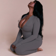 Solid Color Long Sleeve Zipper Jumpsuit GZJQ-K25Q78411