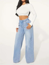 Drawstring Loose Wide Leg Jeans GSMF-JQ2402