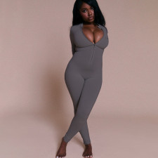 Solid Color Long Sleeve Zipper Jumpsuit GZJQ-K25Q78411