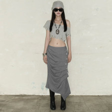 Irregular Pleated Tight Half Body Skirt GZJQ-K25J79094