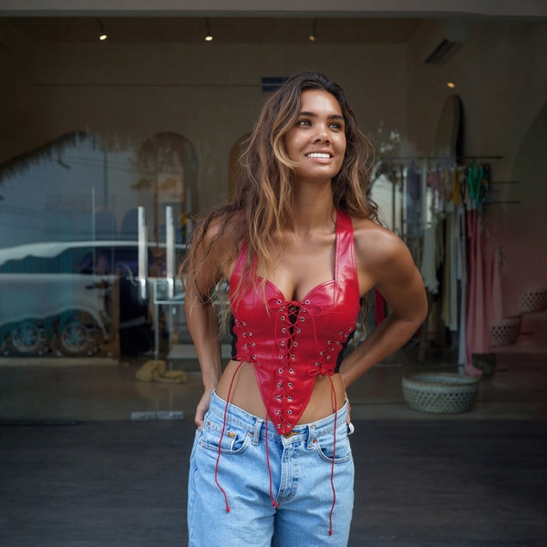 Sleeveless Tie Up Irregular Color Block Tank Tops GZJQ-K25B79694