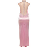 Halterneck Backless Solid Maxi Dress GZJQ-K25D79105